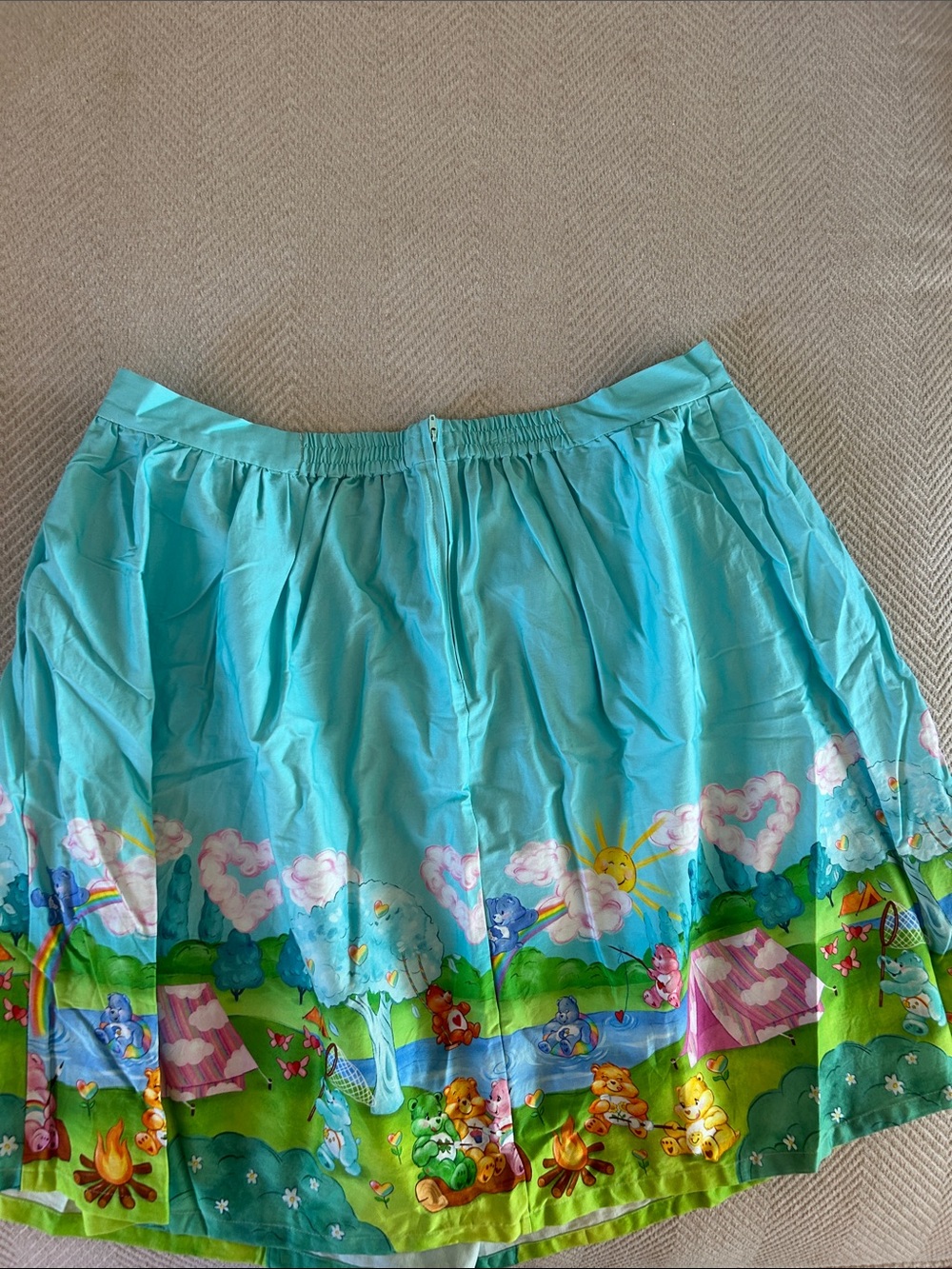 NWOT Modcloth Turquoise Circle Skirt with Multicolor Care Bears scene - Picture 4 of 4